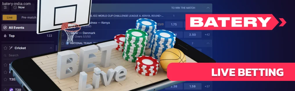 The live betting feature at Batery Bet lets you bet during matches